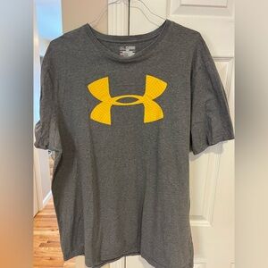 Under Armour Men's Charcoal Tee with Vibrant Yellow Logo